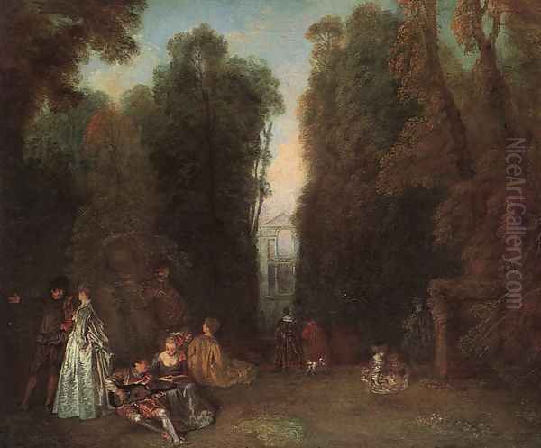 View Through the Trees in the Park of Pierre Crozat (or La Perspective) Oil Painting by Jean-Antoine Watteau