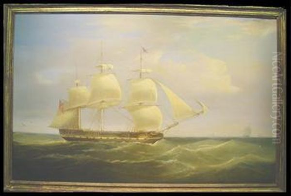 British Sailing Ship Oil Painting by Thomas Whitcombe