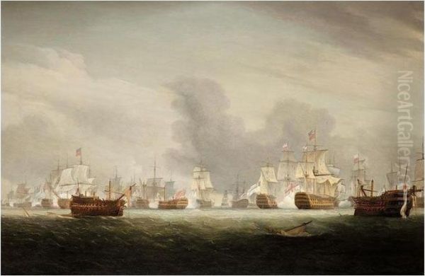 The Battle Of The Glorious 1st Of June 1794 Oil Painting by Thomas Whitcombe