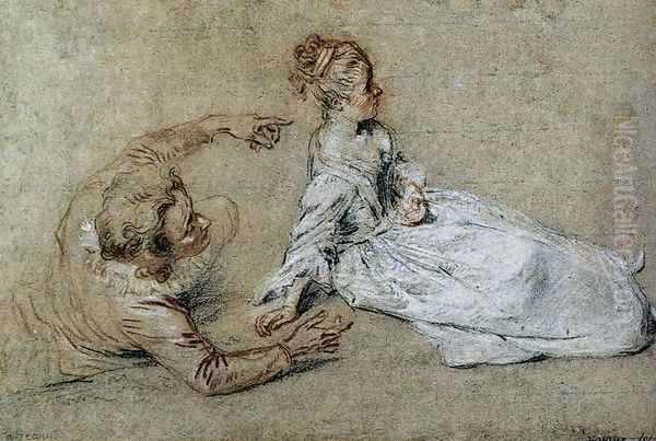 Sitting Couple c. 1716 Oil Painting by Jean-Antoine Watteau