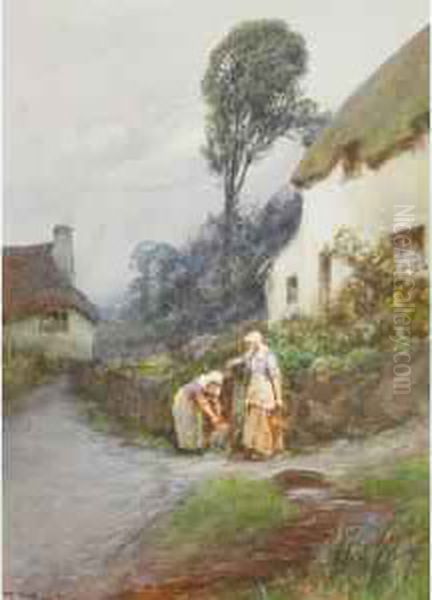 At The Well Netherton, Devon Oil Painting by John White