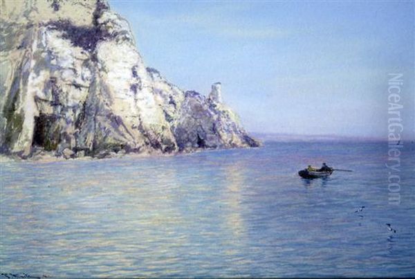 Lobster Boat Off The Coast Oil Painting by John White