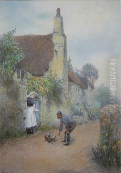 Fish For The Farm, Cockington, Devon Oil Painting by John White