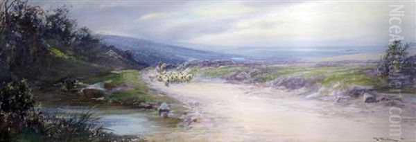 Returning From Market, Lee Moor, Devon Oil Painting by John White