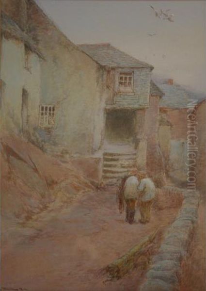 Near The Three Pilchards, Polperro Oil Painting by John White