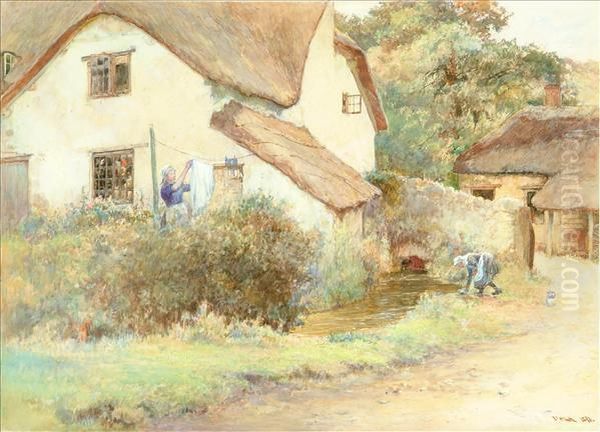 Cottage Atbranscombe Oil Painting by John White