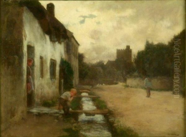 Street Scene Oil Painting by John White