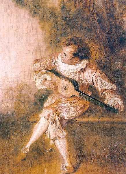 The Serenader 1717 Oil Painting by Jean-Antoine Watteau