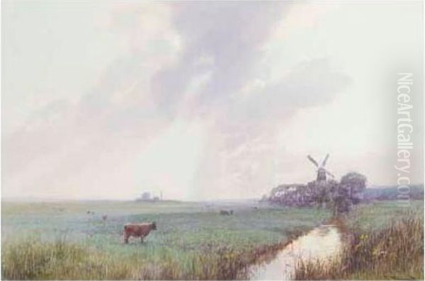 A Sussex Windmill Oil Painting by John White