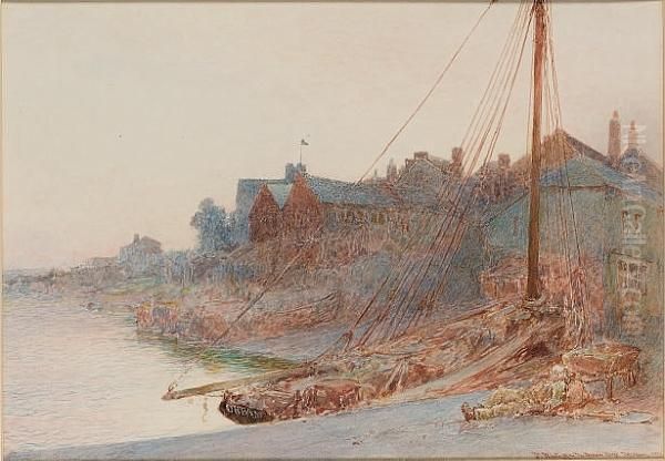 The Dream Barge, Topsham, Exeter Oil Painting by John White