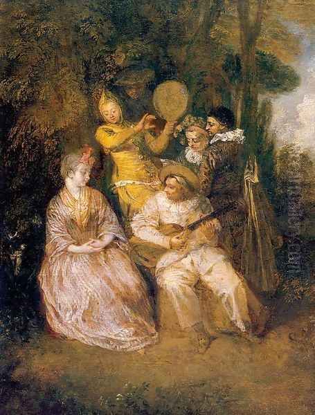 The Italian Serenade 1718 Oil Painting by Jean-Antoine Watteau