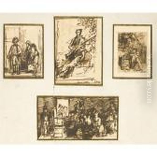 A Set Of Four Figure Studies Oil Painting by Sir David Wilkie