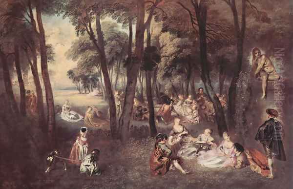 Amusements champêtres Oil Painting by Jean-Antoine Watteau