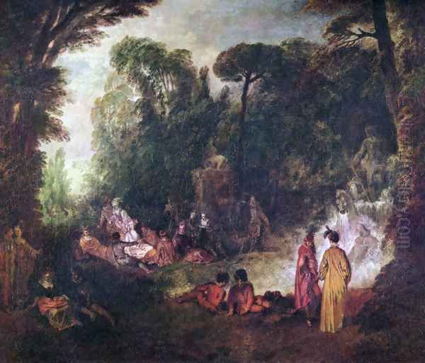 Fest im Park Oil Painting by Jean-Antoine Watteau