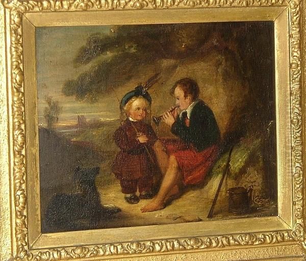 A Young Musician Oil Painting by Sir David Wilkie