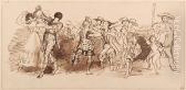 Studies For A Carnival Oil Painting by Sir David Wilkie