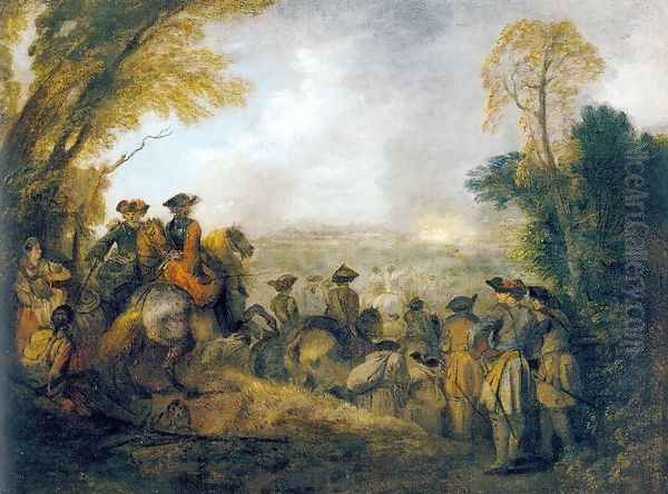 On the March 1710 Oil Painting by Jean-Antoine Watteau