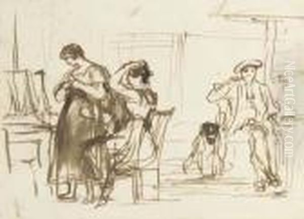 Preparing For The Ball Oil Painting by Sir David Wilkie