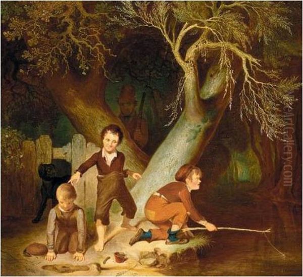 Young Boys Fishing Oil Painting by Sir David Wilkie