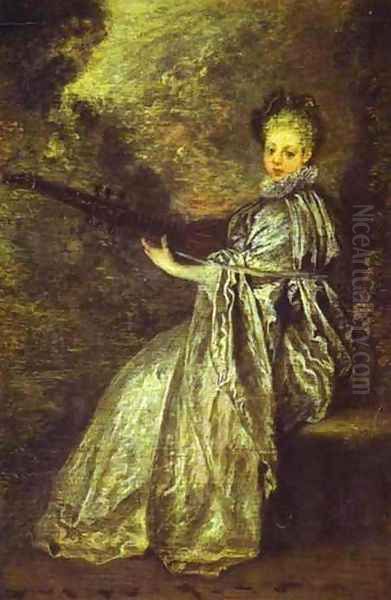 La Finette Oil Painting by Jean-Antoine Watteau