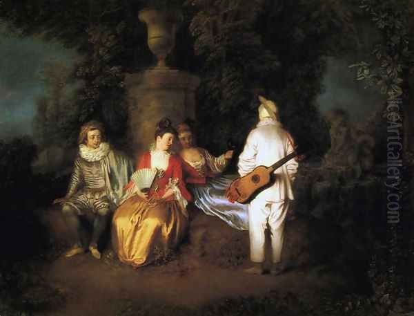 La Partie carrée Oil Painting by Jean-Antoine Watteau