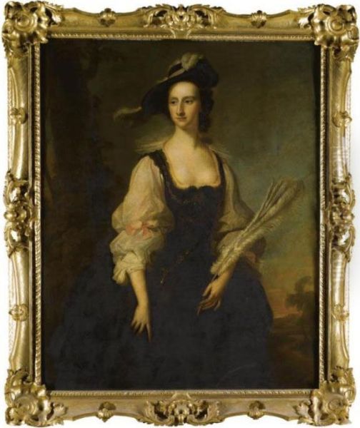 Portrait Of Millicent Mundy, Mrs French Oil Painting by Josepf Wright Of Derby