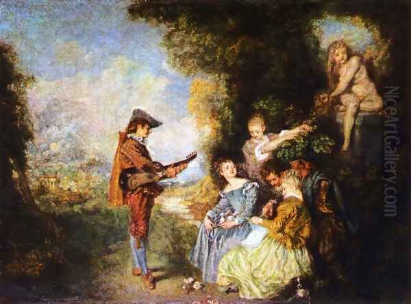 La Leçon d'Amour Oil Painting by Jean-Antoine Watteau