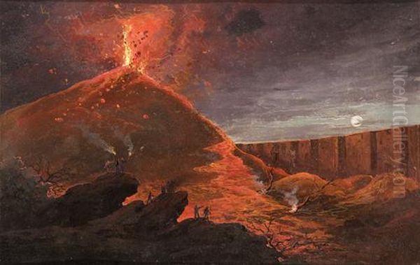 Vesuvio In Eruzione Oil Painting by Josepf Wright Of Derby