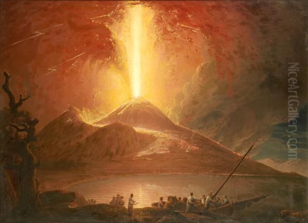 Vesuvius In Eruption Oil Painting by Josepf Wright Of Derby