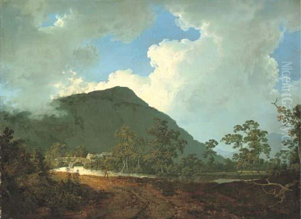 River Landscape Near Bedgellert, North Wales Oil Painting by Josepf Wright Of Derby