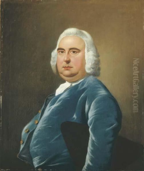 Portrait Of John Heath Of Derby 
(d.1815), Half-length, In A Bluecoat With A Tricorn Hat Under His Left 
Arm Oil Painting by Josepf Wright Of Derby