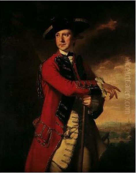 Portrait Of An Officer Oil Painting by Josepf Wright Of Derby