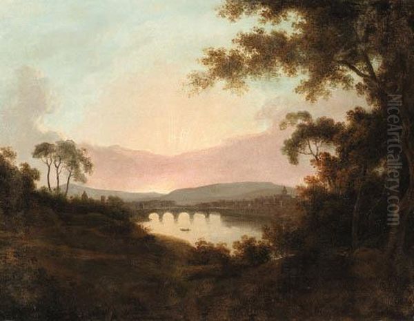 A View Of Florence At Sunrise Oil Painting by Josepf Wright Of Derby