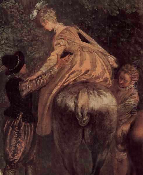 Rendez-vous de chasse (detail 3) Oil Painting by Jean-Antoine Watteau