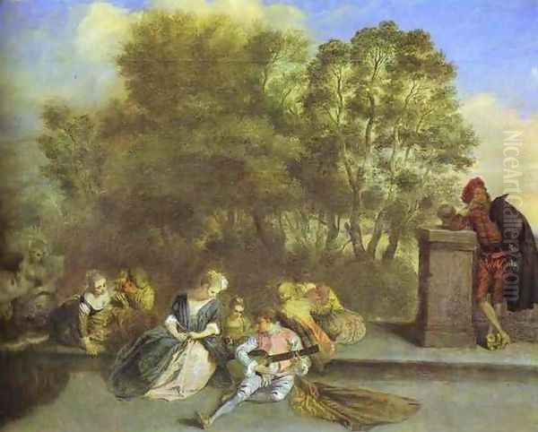 Recreation Italienne Oil Painting by Jean-Antoine Watteau