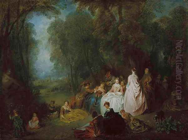 Pastoral Gathering Oil Painting by Jean-Antoine Watteau