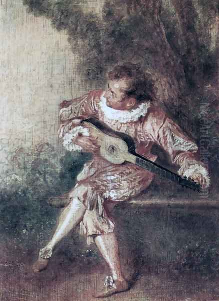 The Serenate Oil Painting by Jean-Antoine Watteau