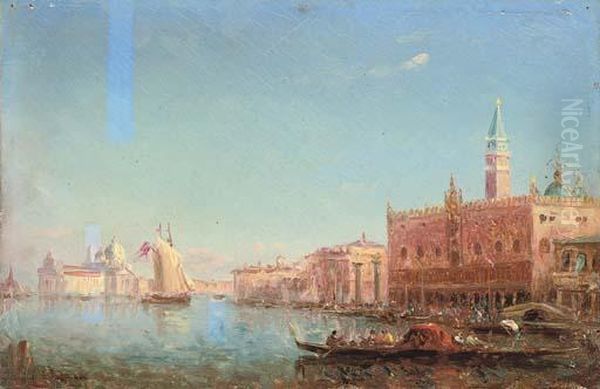 Vessels Before The Molo, Venice Oil Painting by Felix Ziem