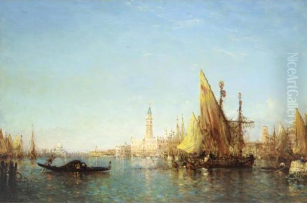 Topi Dans Le Bassin, Venise Oil Painting by Felix Ziem