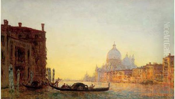 Venise, Coucher De Soleil Sur La Salute Oil Painting by Felix Ziem