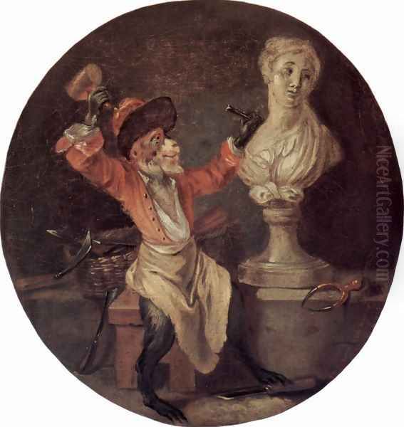 The sculpture Oil Painting by Jean-Antoine Watteau