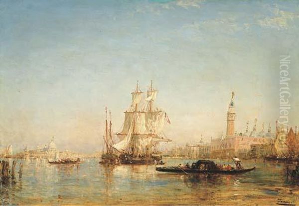 Ships On The Bacino Di San Marco Near The Palazzo Ducale And Thepunta Della Dogana Oil Painting by Felix Ziem