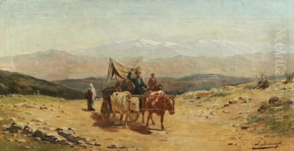 Travellers In The Caucasus Oil Painting by Richard Karlovich Zommer