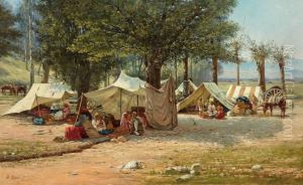 Camp Of The Wanderers Oil Painting by Richard Karlovich Zommer