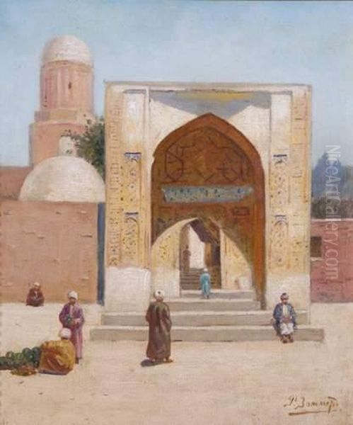 Devant La Porte Oil Painting by Richard Karlovich Zommer