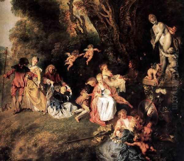 Pilgrimage to Cythera (detail) 2 Oil Painting by Jean-Antoine Watteau