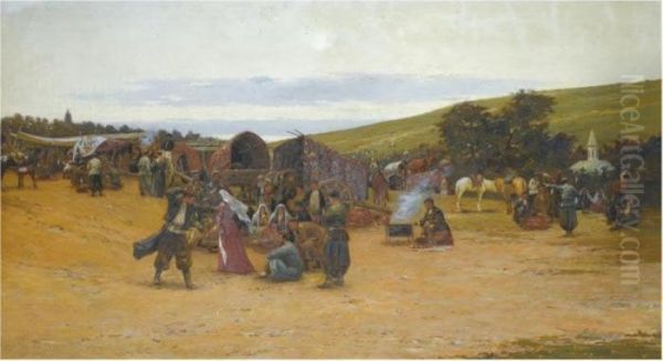 The Encampment Oil Painting by Richard Karlovich Zommer