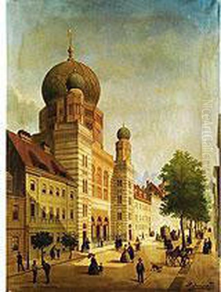 Blick Auf Die Berliner Synagoge In Der Oranienburgerstrasse Oil Painting by Richard Karlovich Zommer