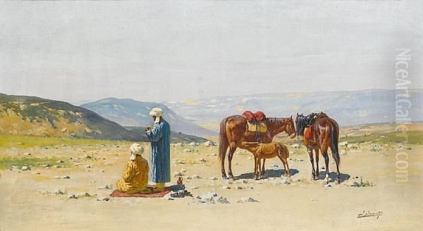 Midday Prayers On The Plain Oil Painting by Richard Karlovich Zommer