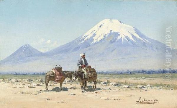 A Rest Before Mount Ararat Oil Painting by Richard Karlovich Zommer